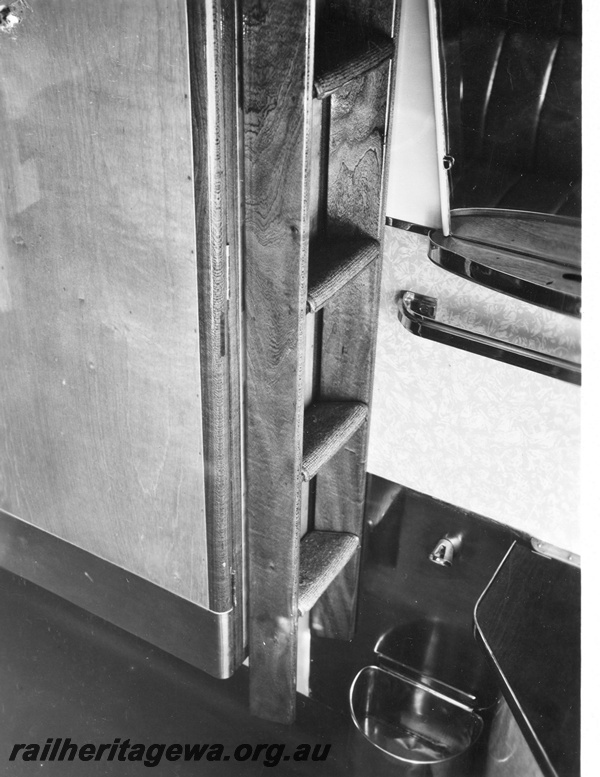 P01445
AH carriage, internal view of a compartment showing the ladder to the top bunk.
