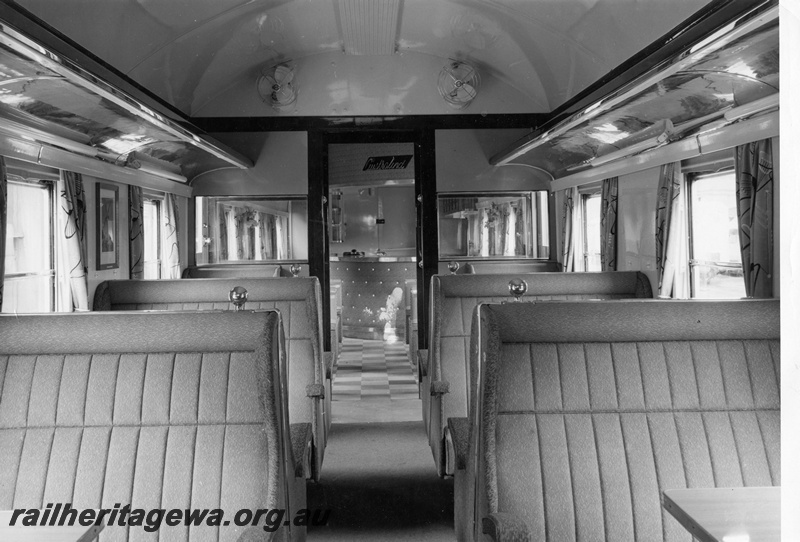 P01928
AYD class Australind Buffet Car. Internal view showing seating.
