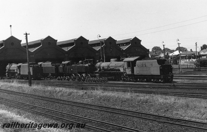 P02230
W class and other locos, East Perth Loco depot, view from across the tracks looking at the Perth end
