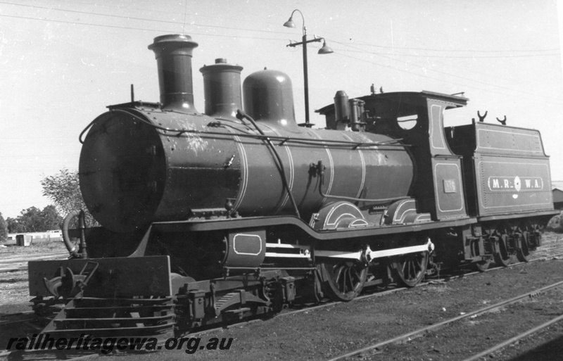 P03428
MRWA B class 6 steam locomotive, front and side view, Midland.
