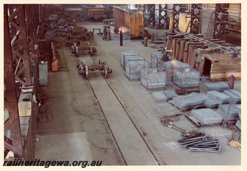 P03757
Construction of iron ore wagons, elevated view, Midland workshops.

