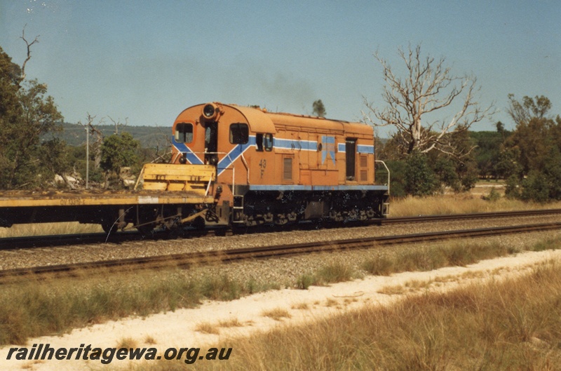P04209
F class 43, on goods train number 4134, containing mainly bagged super, returning to Forrestfield from daily Midland Bassendean service
