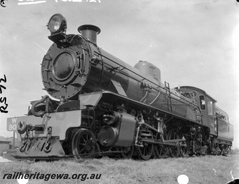 P04293
1 of 2, W class 901 steam locomotive in as new condition, front and side view.
