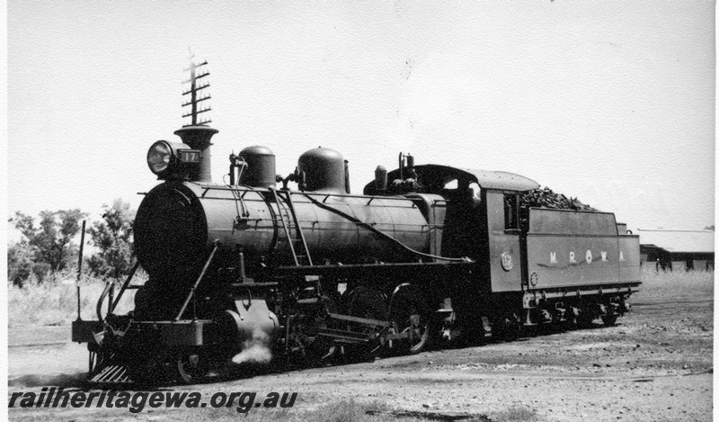 P04345
2 of 2, MRWA C class 17 steam locomotive, front and side view.
