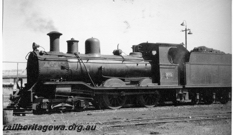 P04353
2 of 2, MRWA B class 5 rebuilt steam locomotive, side view.
