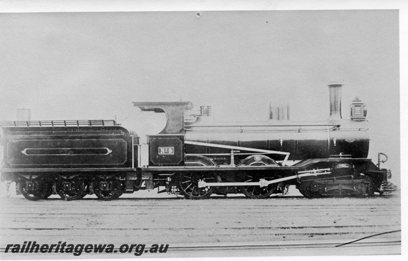 P04359
MRWA B class 9 steam locomotive, side view.

