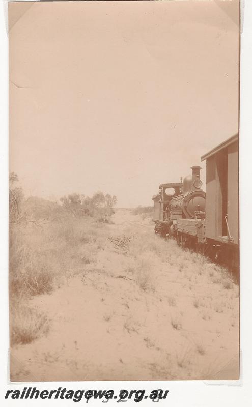 P05278
G class loco, crossing flooded river, Port Hedland to Marble Bar Railway, PM line
