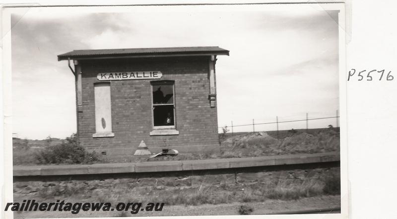 P05576
Station building, Kamballie, B line, front on view,  derelict
