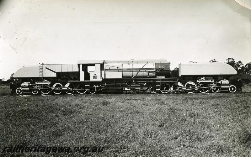 P06157
ASG class 26 Garratt, builder's photo, in photographic grey livery, side view
