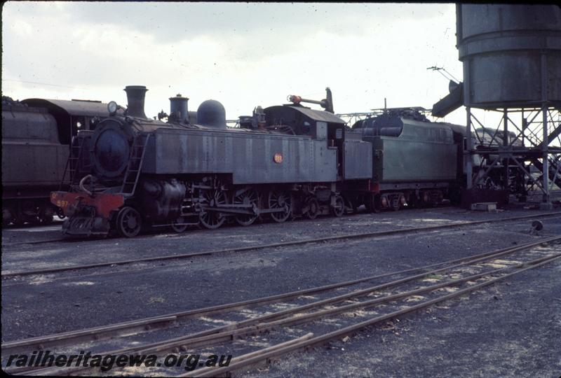 P06820
DD class 597, front and side view, V class 1206, coaling stage, Midland Loco Depot, being coaled

