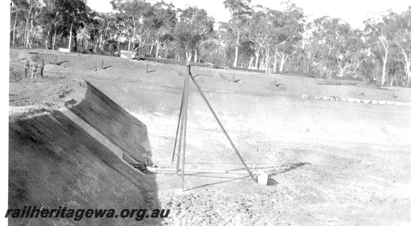 P07321
17 of 32 photos of the construction of the railway dam at Hillman, BN line, outlet pipe guide
