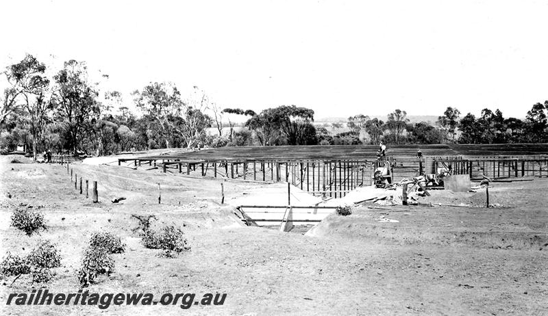P07348
12 of 15 views of the construction of the railway dam at Williams, BN line, general view of roof structure.
