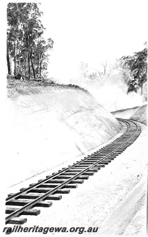 P07360
9 of 10 views of the construction of the deviation at Allanson, BN line, newly laid unballasted track in cutting
