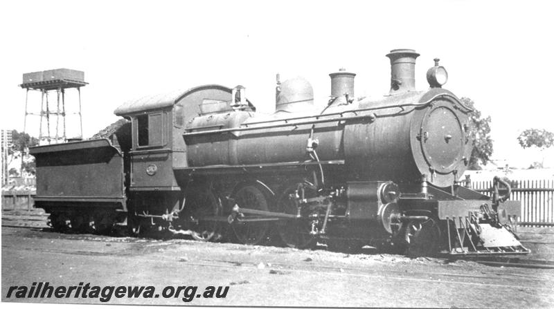 P07412
E class 343, East Perth loco depot, side and front view
