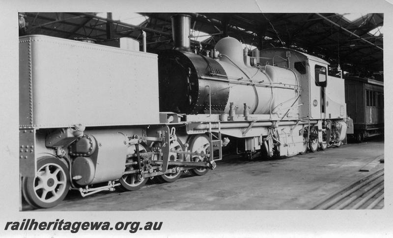 P07501
MSA class Garratt loco, as new in grey and black photographic livery, Midland Workshops, front and side view
