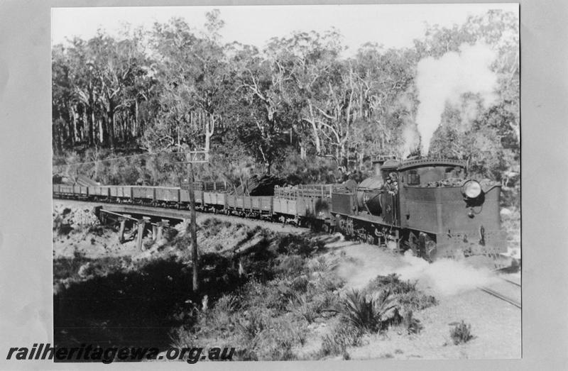 P07593
M class Garratt with extended bunker, mixed train, PN line, bunker leading
