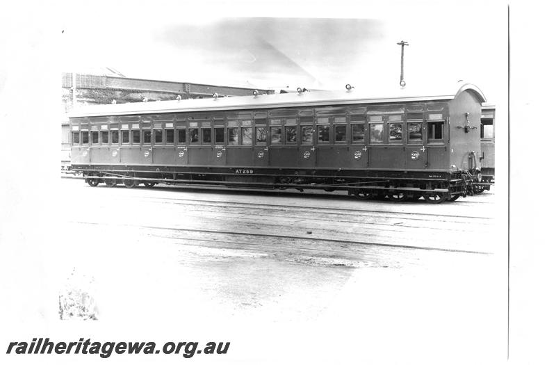 P07648
AT class 259 second class carriage, Midland Workshops, side and end view
