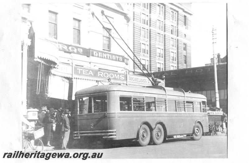 P07764
Trolley bus No.3, Perth, rear and side view
