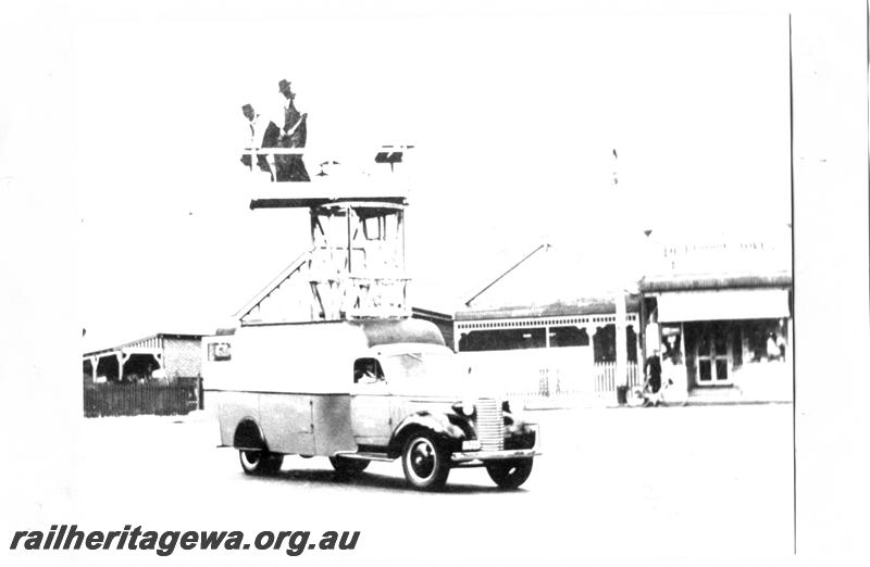 P07766
WA. Govt, Trolley Bus Overhead wire maintenance truck No.1, side and front view
