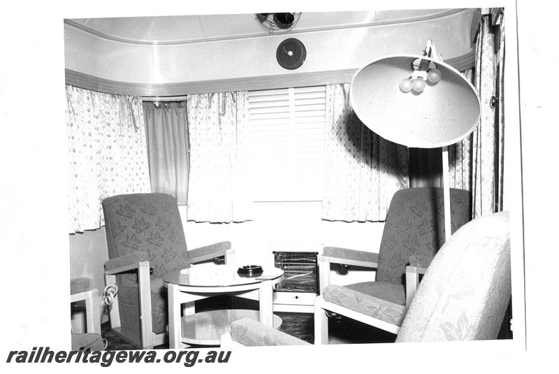 P07776
AN class 413 Vice Regal carriage, internal view of observation lounge.
