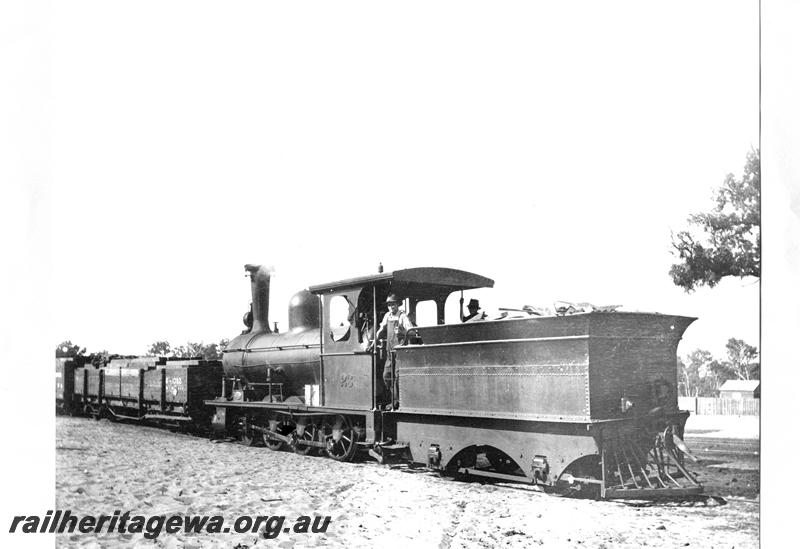P07786
Bunnings loco ex WAGR M class 23, Lyell's Mill, side and end view
