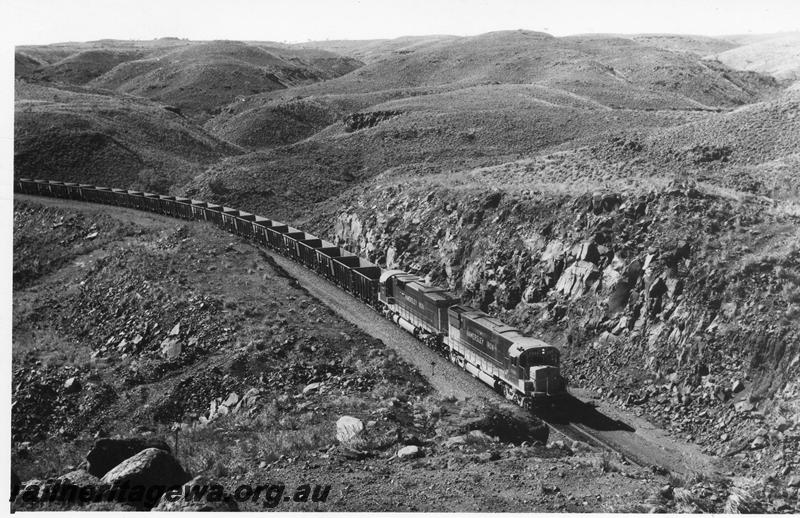 P07845
Hamersley Iron M636 class locos on empty iron ore train, 
