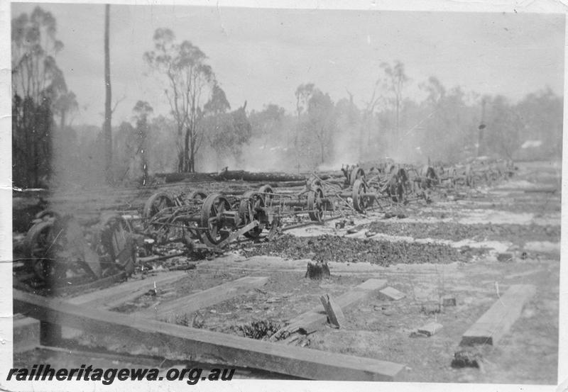 P08055
Burnt wagons, remains of, Unknown location
