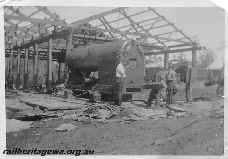 P08056
Mill under construction, boiler in foreground, Unknown location
