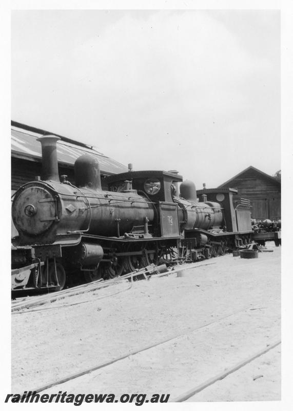 P08281
Millars loco No.72 without tender and No.59, Yarloop, front and side view
