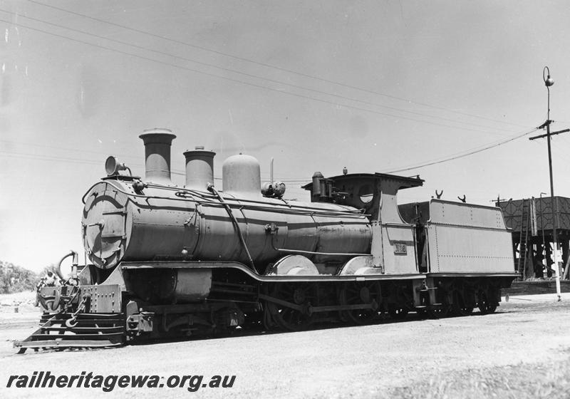 P08394
MRWA B class 6, grey livery, front and side view, MRWA style water tower in background.
