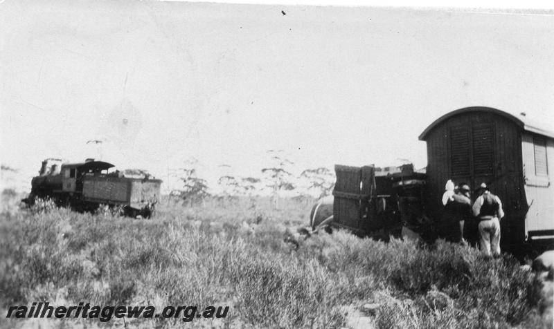 P08745
C class loco, derailed wagons, location Unknown but possibly on the CM line
