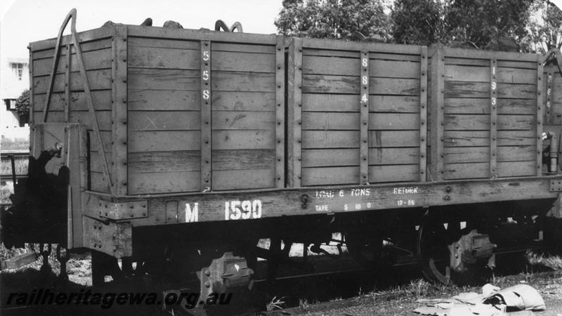 P08860
M class 1590 coal box wagon, end and side view

