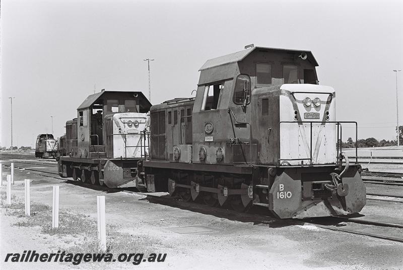 P09016
B class 1605, B class 1610, Forrestfield Yard, side and front views, B class 1608 in the background.
