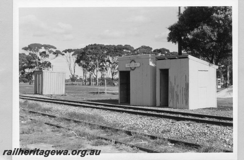 P09501
Koojan, out of shed, shelter shed, gang shed, nameboard, siding in foreground. MR line.
