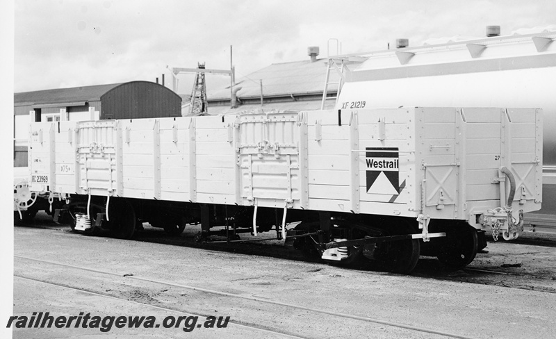 P10512
RC class 23969 medium sided open wagon pictured at Midland shortly after overhaul. End and side view.
