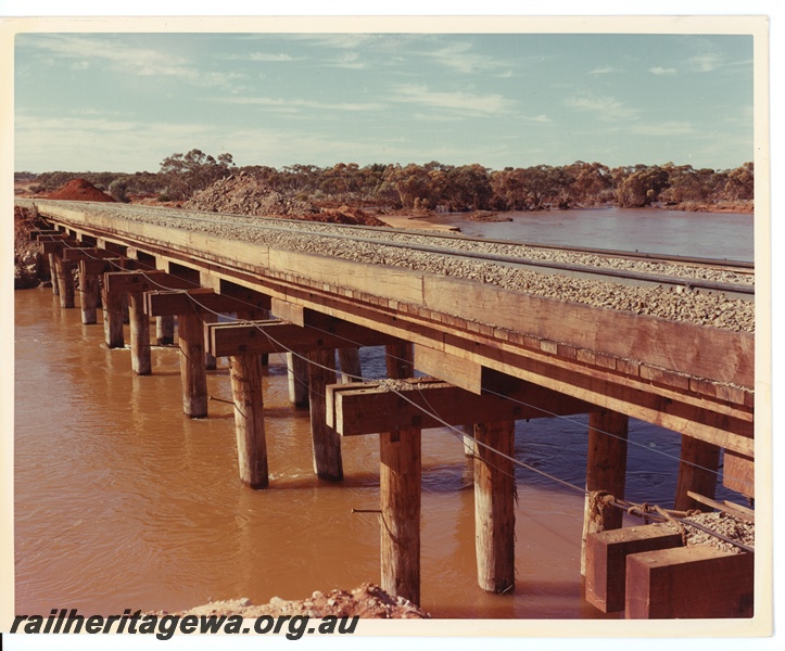 P10628
Goddards Creek Bridge completed by WAGR workers to compensate for a washaway on the Trans Australia Railway west of Zanthus.
