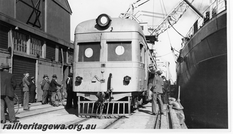 P10747
ADE class 446 Governor class railcar having been unloaded from a ship at Victoria Quay Fremantle.
