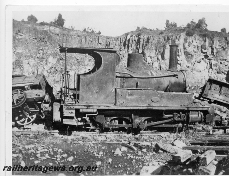 P10981
Ex GSR S class 162, in derelict condition, at Prospect quarry at Toongabbie NSW, side view, similar to P07426, c1930
