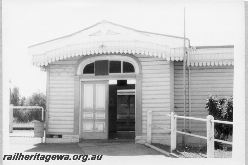 P11036
Station building, Karrakatta, view of entrance into the building. 
