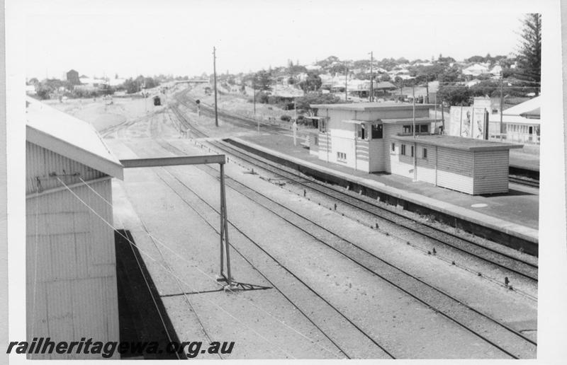 P11044
Signal box, yard, Cottesloe, elevated view looking towards Perth
