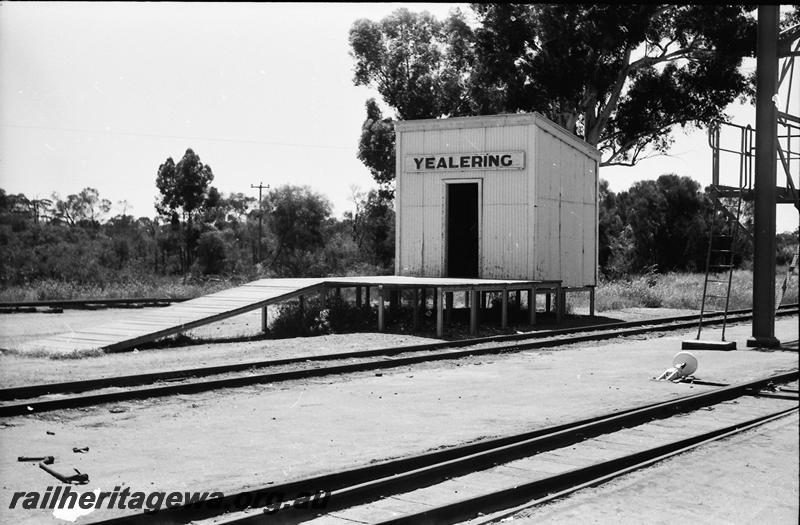 P11074
Out of shed, loading platform, Yealering, NWM line, shed entrance at right angles to the track
