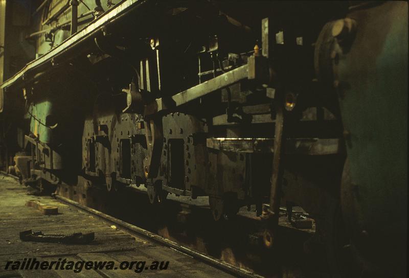 P11276
V class, without driving wheels, East Perth loco shed. ER line.
