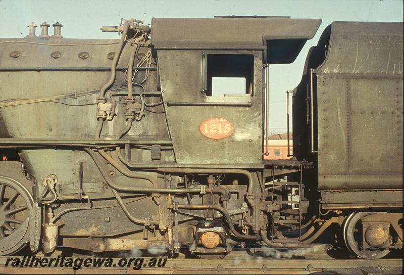 P11721
V class 1215, cab side detail, East Perth loco shed ash pit. ER line.
