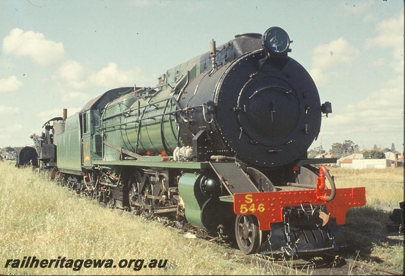 P11732
S class 546, steam crane behind, east end of East Perth loco shed. ER line.
