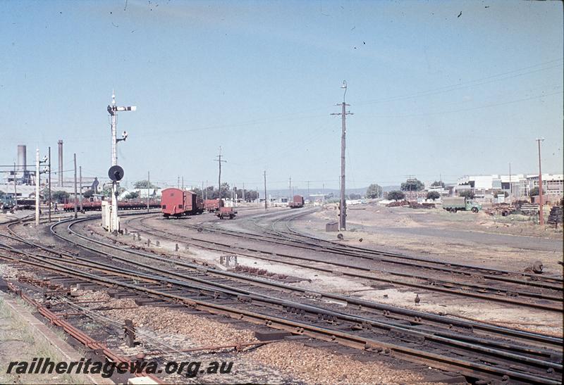 P11771
East Perth yard, overhead wiring, signals. SWR line.
