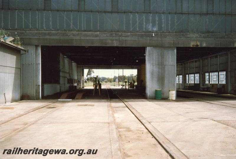 P12100
5 of 5 views of the loco shed at Narrogin loco depot, GSR line, view into the shed from the apron 
