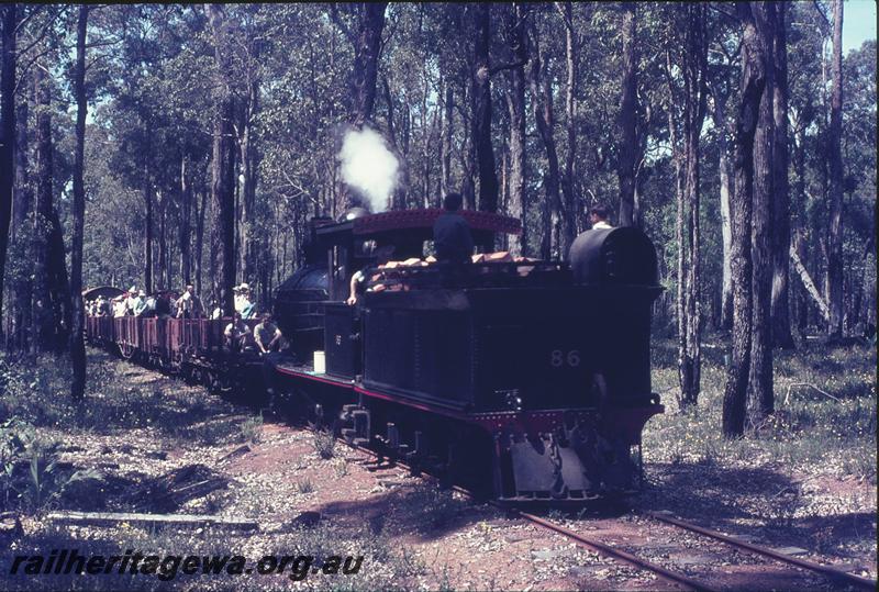 P12323
YX class 86 on tour train to mill, between Yornup and Donnelly River.
