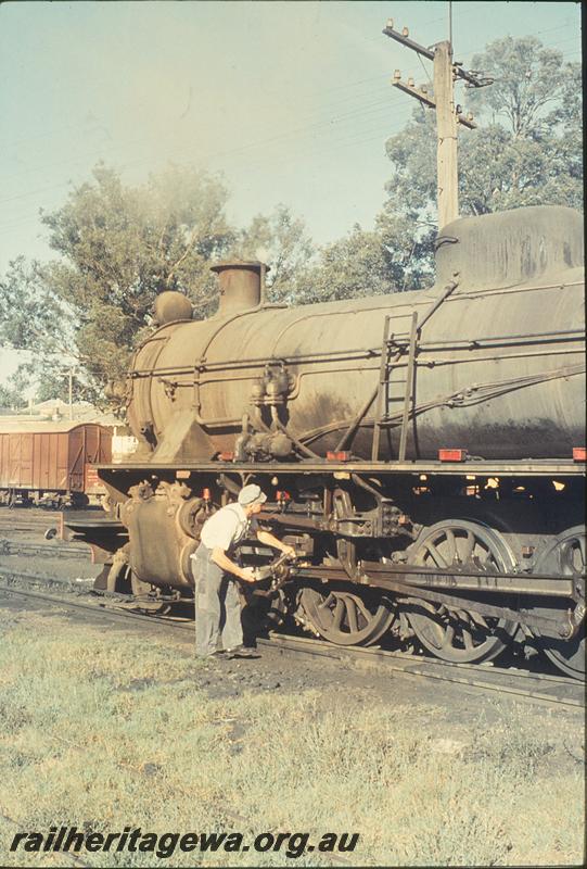 P12479
Oiling motion on W class, Bridgetown loco shed, PP line.
