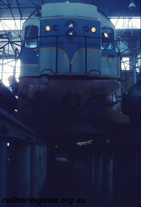 P12498
L class 272, on inspection pit, Kewdale loco shed, SG line.
