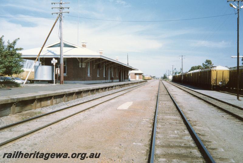 P12524
Station building, yard, Wagin, GSR line, north end and side of building.
